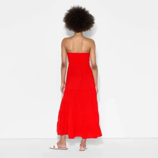 Women's Smocked Tiered Maxi A-Line Dress - Wild Fable&trade; Red image {2}