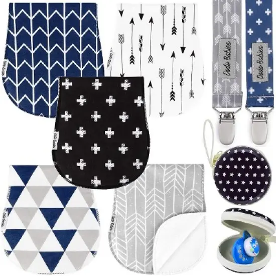 Dodo Babies 5-Pack Baby Burp Cloth with 2 Pacifier Clips and 1 Case image {6}