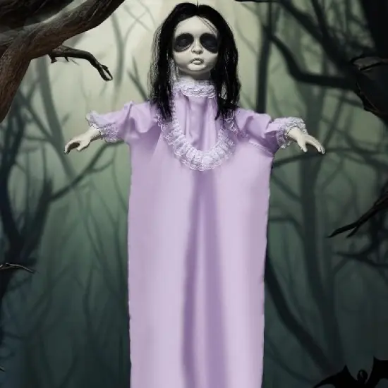 Joyfy Halloween Decorations Outdoor Hanging Ghost Doll Decor, 43&rsquo;&rsquo; Purple Dress Scary Doll Skeleton for Halloween Indoor Outdoor Hanging Decorations image {7}