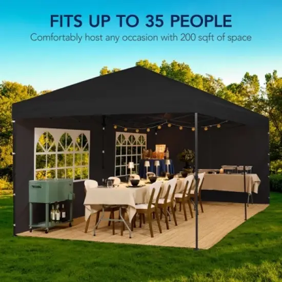Best Choice Products 10x20ft Party Tent Pop Up Canopy Easy Setup w/ 1-Button Setup, Wheeled Case, 4 Weight Bags image {3}