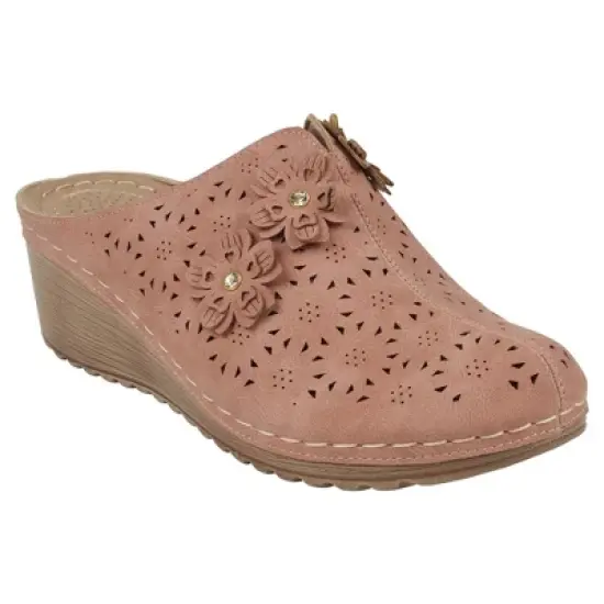 GC Shoes Krista Perforated Flower Slide Wedge Mule image {7}