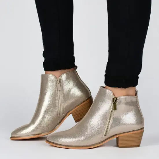 Journee Collection Womens Rebel Outside Zip Stacked Heel Booties image {8}