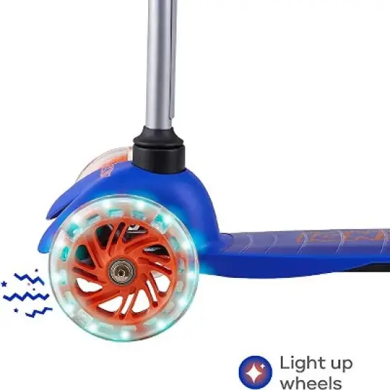 Voyager 3 Wheel Kids Scooter with Light Up Wheels & Tbar - Blue/Orange image {6}