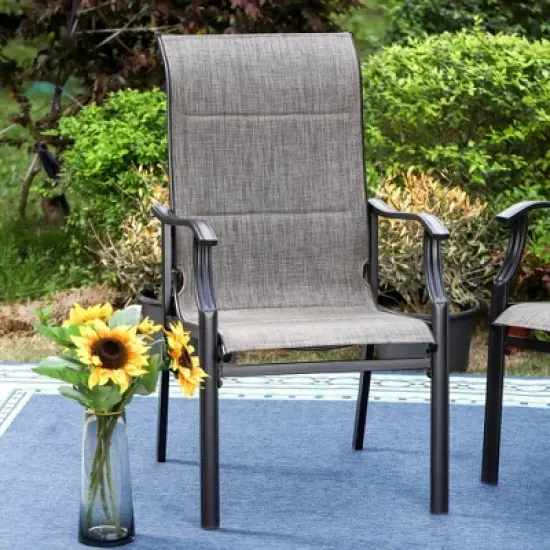 2pk Steel Patio Padded Sling Arm Chairs - Captiva Designs image {2}