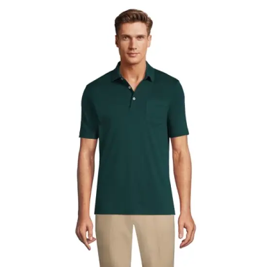 Lands' End Men's Short Sleeve Super Soft Supima Polo Shirt with Pocket image {16}
