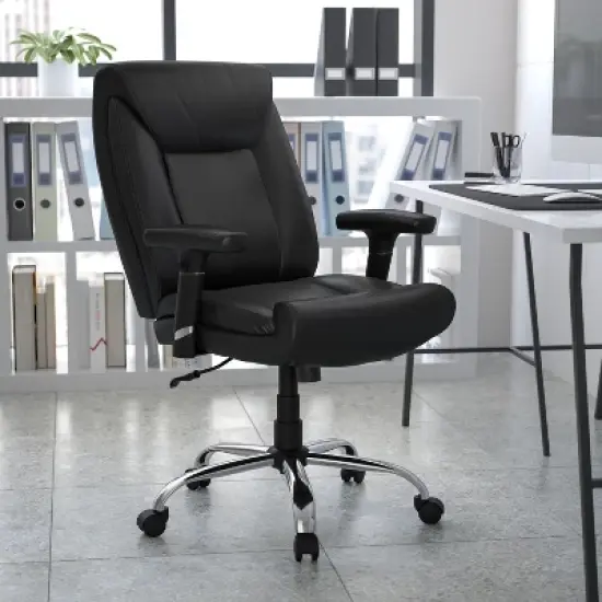 Emma and Oliver 400 lb. Big & Tall Mid-Back Deep Tufted Ergonomic Task Office Chair & Arms image {1}