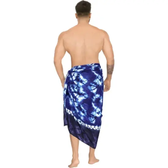 HAPPY BAY Men's Sarong Bath Swim Pareo Wrap One Size Royal Stripe image {3}