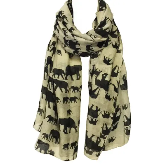 Wrapables Elephant Print Scarf Wrap, Beige image {2}