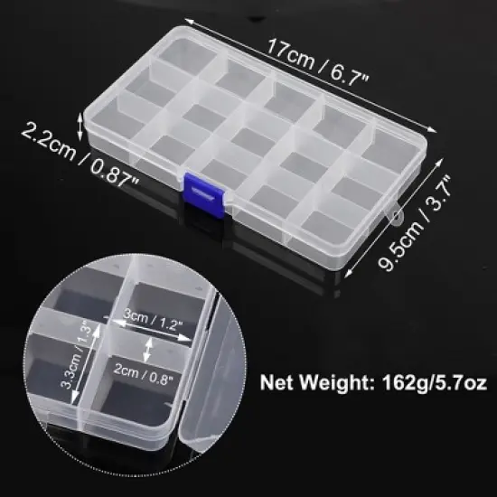 Unique Bargains Plastic Clear Fishing Lure Box Trays Organizer Small Case Storage Clear 3 Pcs image {1}