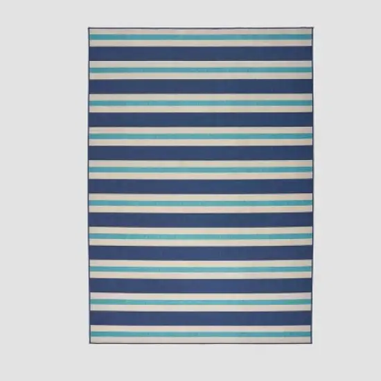 Ronan Geometric Outdoor Rug Blue/Ivory - Christopher Knight Home image {6}
