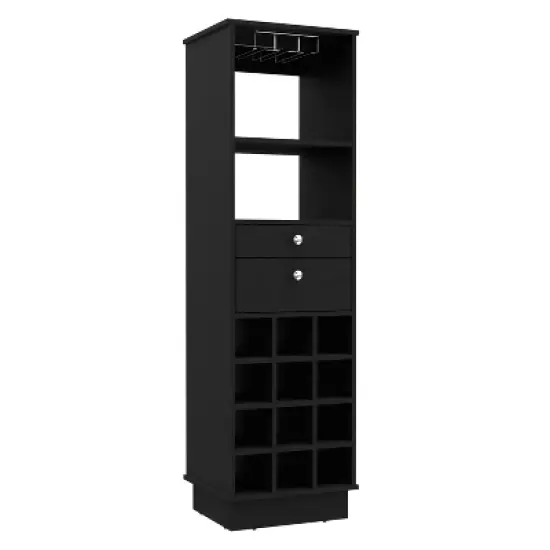 Gulches Elegant Black Manufactured Wood Storage Unit with 2 Drawers, 2 Shelves, 6 Cubbies 5''H x 5''W and Solid Base image {4}