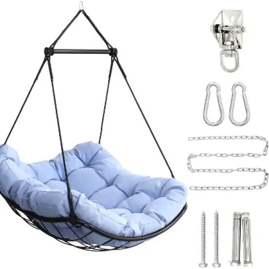 Hammock Chair Swing with Cushion - Outdoor Indoor Hanging Hammock Chair for Patio, Porch, Bedroom, Garden, Courtyard, Balcony image {7}
