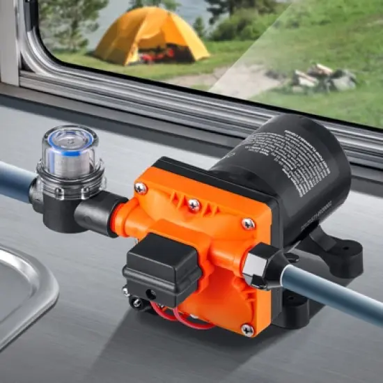 VEVOR Water Diaphragm Pump, 12V DC, 3.5 GPM Flow, 55 PSI Rated Pressure (40-80 PSI Adjustable), 1/2" MNPT Self Priming Sprayer Pump, Orange image {1}