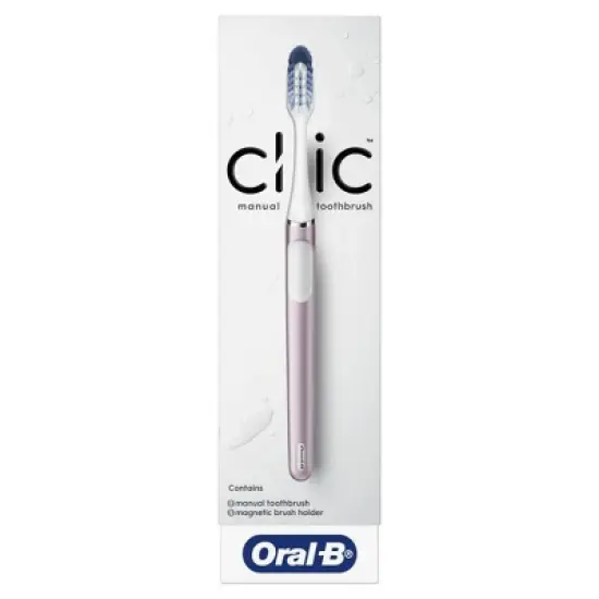 Oral-B Clic Manual Toothbrush with Magnetic Brush Holder - Metallic Rose image {1}