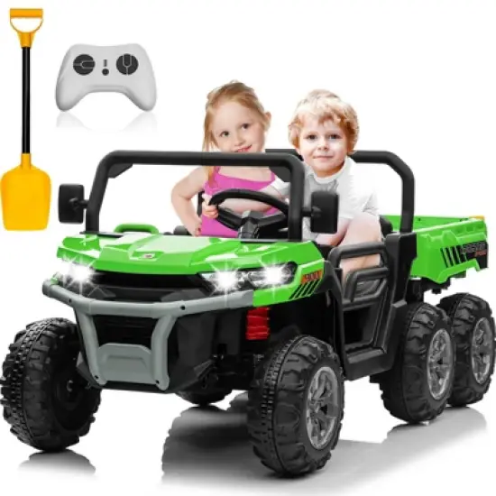 24V 2 Seater Ride on Car Dump Truck, 4WD Powerful Kids UTV w/2.4G Remote, 3 Adjustable Speed, Bluetooth Music, Spring Suspension image {9}