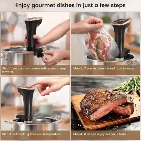 Blitzhome Smart Sous Vide Precision Cooker - 1100W Ultra-Quiet, Waterproof, 12L Capacity image {5}