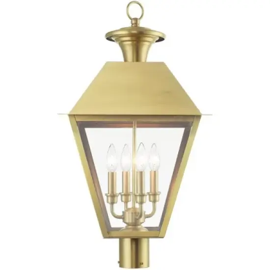 Livex Lighting Wentworth 4 - Light Post Light in  Natural Brass image {2}