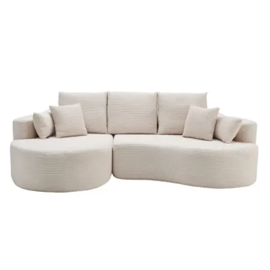 Christopher Knight Home Shamus 106" Modern Cozy Upholstered 4 Seater Curved Sectional Sofa with 7 Pillows image {3}