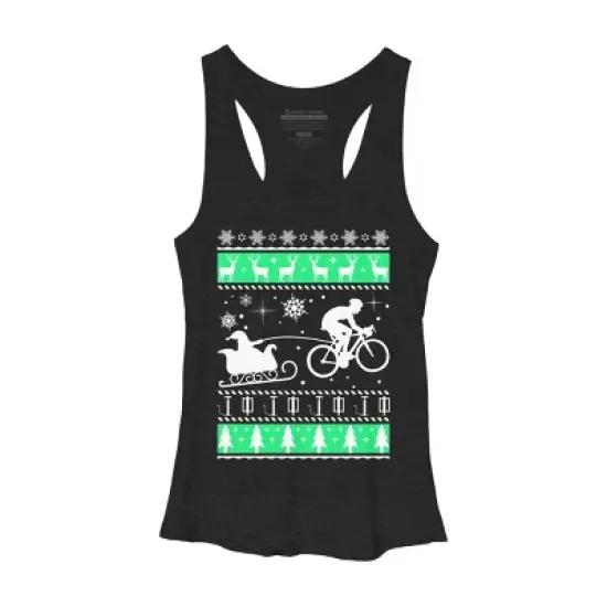 Women's Design By Humans Christmas Santa Cycling Sleigh By LewismartinStore Racerback Tank Top image {3}