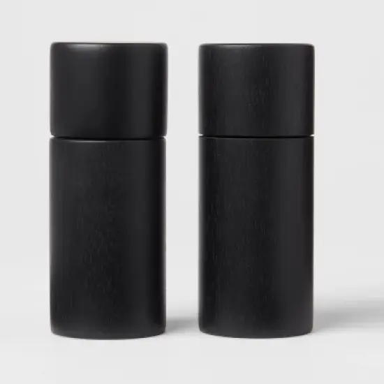2pc Acacia Round Salt and Pepper Grinder Set Black - Threshold&trade;: 5" Height, 63 Volume Capacity, Spice Mills, 2 Pieces image {5}
