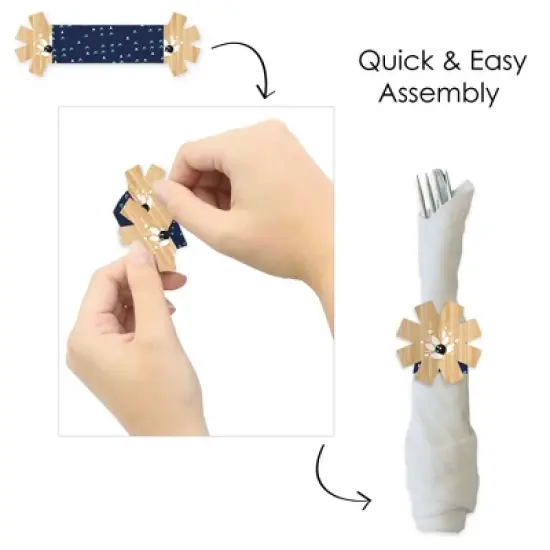 Big Dot of Happiness Strike Up the Fun - Bowling - Birthday Party or Baby Shower Paper Napkin Holder - Napkin Rings - Set of 24 image {3}