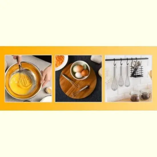 YBM Home Stainless Steel Professional Whisk, Handheld Whisk for Blending, Whisking, Beating, Stirring, Hanging Hook, Easy to Clean image {1}