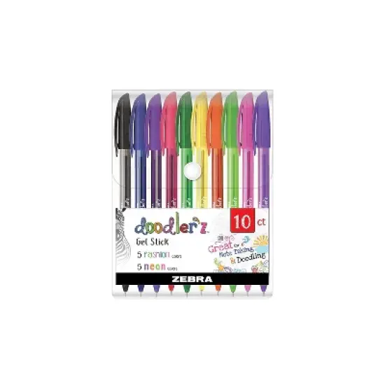 Zebra doodler'z Gel Pen Medium Point 1.0mm Assorted Ink 10 Pack (41810) image {2}
