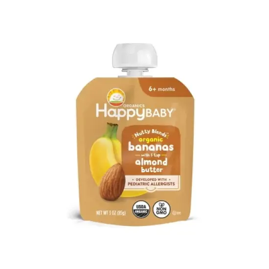 Happy Baby Nutty Blends Organic Bananas & Almond Butter Baby Food Pouch - 3oz image {7}