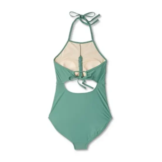 High Neck Adjustable One Piece Maternity Swimsuit - Isabel Maternity by Ingrid & Isabel&trade; Moss Green image {3}