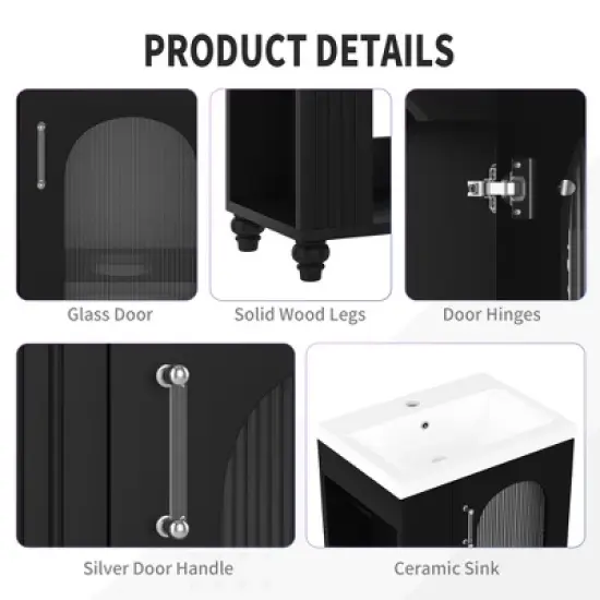 20" Bathroom Vanity with Sink, Bathroom Vanity Cabinet with Two-tier Shelf, Adjustable Shelf image {7}