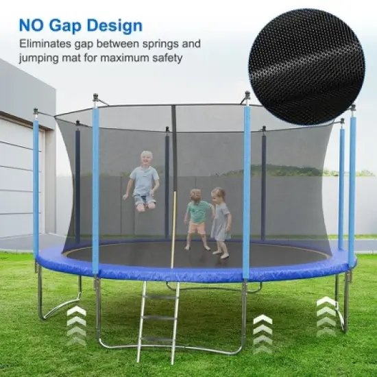 12FT Trampoline, Recreational Trampolines with Enclosure Net and Ladder image {6}