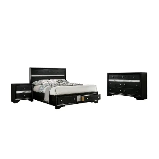 3pc Whether by Bed Nightstand and Dresser Set Black - miBasics image {12}