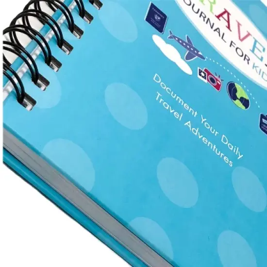 Travel Journal for Kids 8.5"x5.5" Teal - Kahootie Co: Undated Wire-Bound Notebook, 140 Pages, Hard Cover, Preprinted image {1}