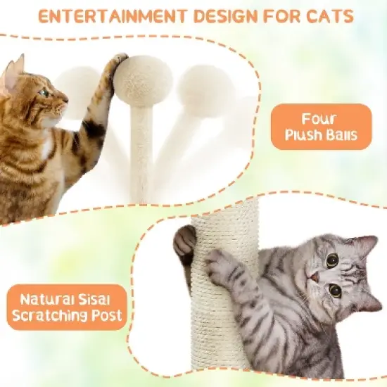 Yaheetech 53inch Wooden Cat Tree Tower with Condo, Wood image {6}