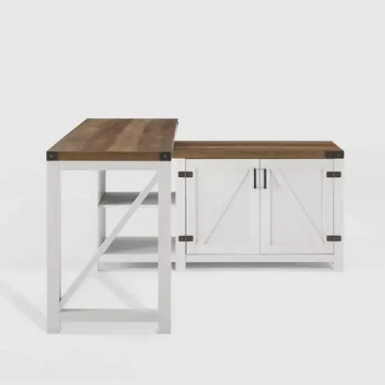 Farmhouse Rustic L Shaped Desk with Storage - Saracina Home image {5}