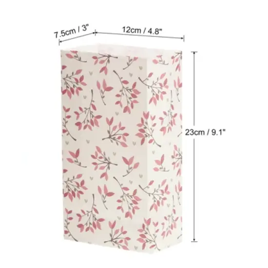 Unique Bargains Paper Gift Bag Pack Pink Leaf Storage Bag for Party Favor 50 Pcs image {1}