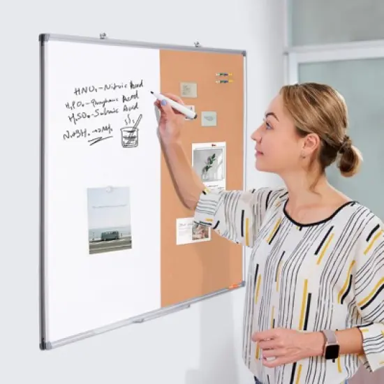 VEVOR 48"x 36" Whiteboard & Cork Board Combo with Aluminum Frame &ndash; 2-in-1 Magnetic Dry Erase Bulletin Board for Wall Mount image {1}