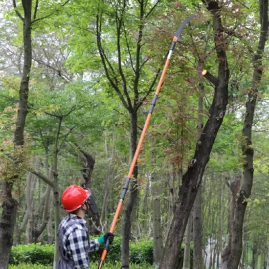 VEVOR Manual Pole Saw, 7.3-27 ft Extendable Tree Pruner, Manual Branch Trimmer with Lightweight 8 Fiberglass Handles, for Pruning Palms and Shrubs image {1}