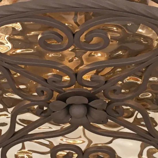 John Timberland Casa Seville Rustic Farmhouse Flush Mount Outdoor Ceiling Light Fixture Dark Walnut 5" Champagne Water Glass for Post Exterior Barn image {3}