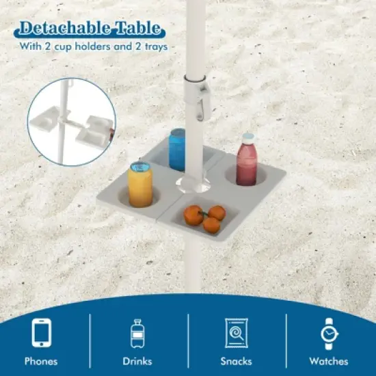 Tangkula 6.5 FT Beach Umbrella for Sand Heavy-Duty Sunshade Parasol w/ Sand Anchor image {9}