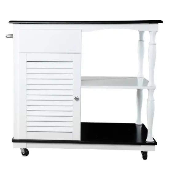 Denrard Rolling Kitchen Island with Storage White/Black - Aiden Lane image {6}