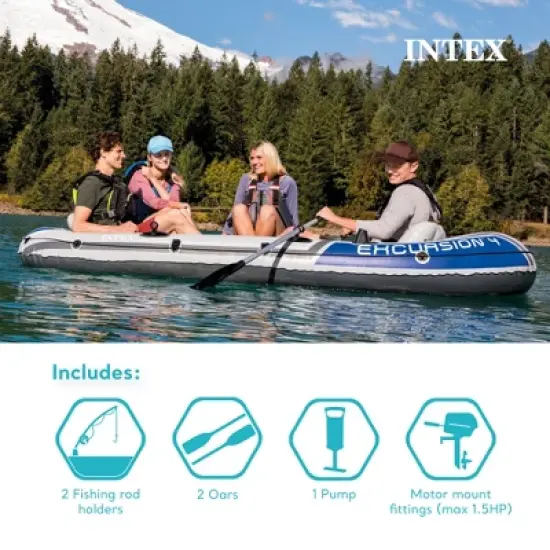 Intex Excursion Inflatable Water Fishing River Boat Raft Set with Oars image {3}