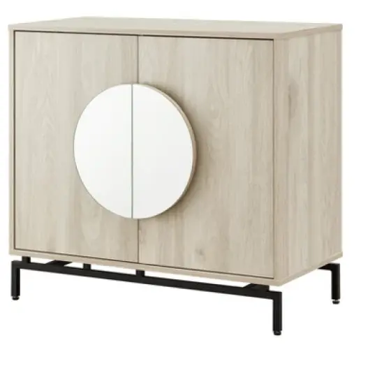 Home Source Cement Console Bar Cabinet with Half Moon Handles image {10}