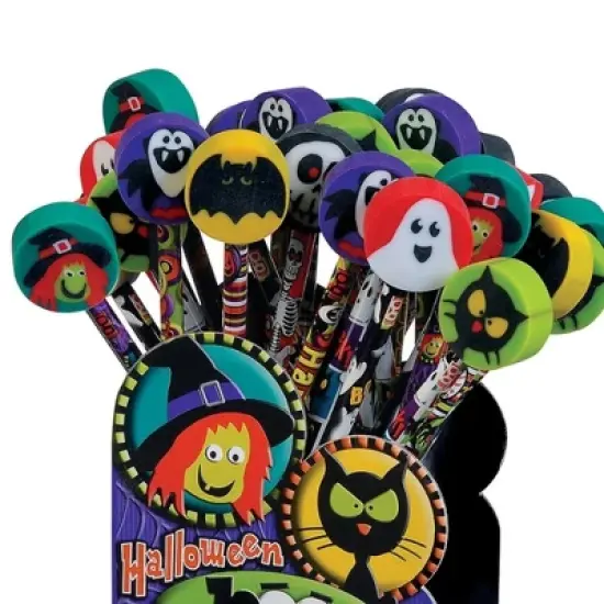Boo Buddies Halloween Pencils with Giant Erasers (6 Pack) - Spooky Designs, Fun Erasers, #2 HB Lead image {1}