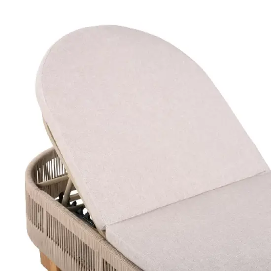 Christopher Knight Home Lariya Outdoor Adjustable Acacia Wood and Rope Chaise Lounge with Water-Resistant Cushion image {8}