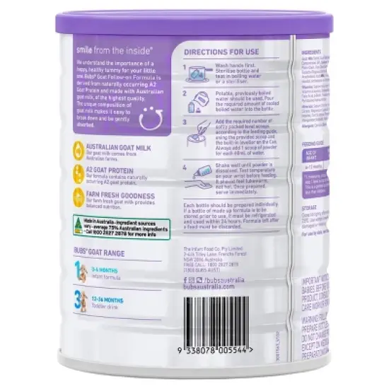 Aussie Bubs Stage 2 Goat Milk Based Powder Infant Formula - 28.2oz image {1}