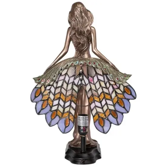 Design Toscano Peacock Priestess Tiffany-Style Stained Glass Illuminated Sculpture image {4}