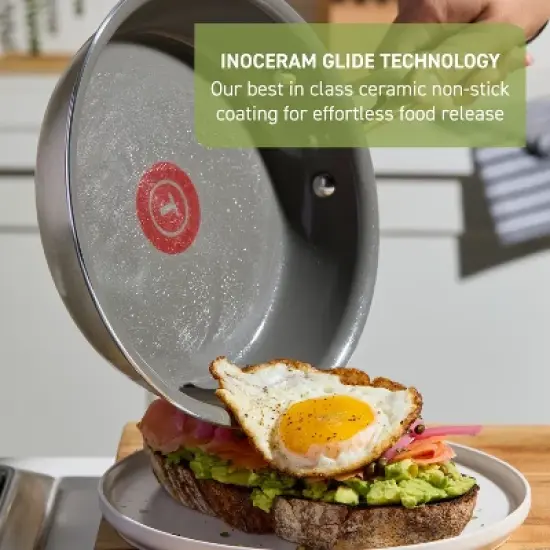 T-fal 13pc Ceramic Nonstick Cookware Set, Preserve Ceramic, Champagne image {3}