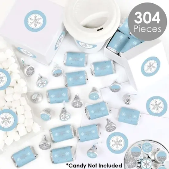 Big Dot of Happiness Winter Wonderland - Snowflake Holiday Party and Winter Wedding Candy Favor Sticker Kit - 304 Pieces image {1}