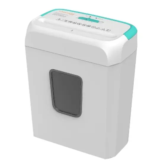 Bonsaii 6-Sheet Crosscut Paper Shredder for Home Use, Shreds Paper, Credit Cards, Staples, Clips, 3.4 Gal Wastebasket, White/Blue, with Handle image {7}